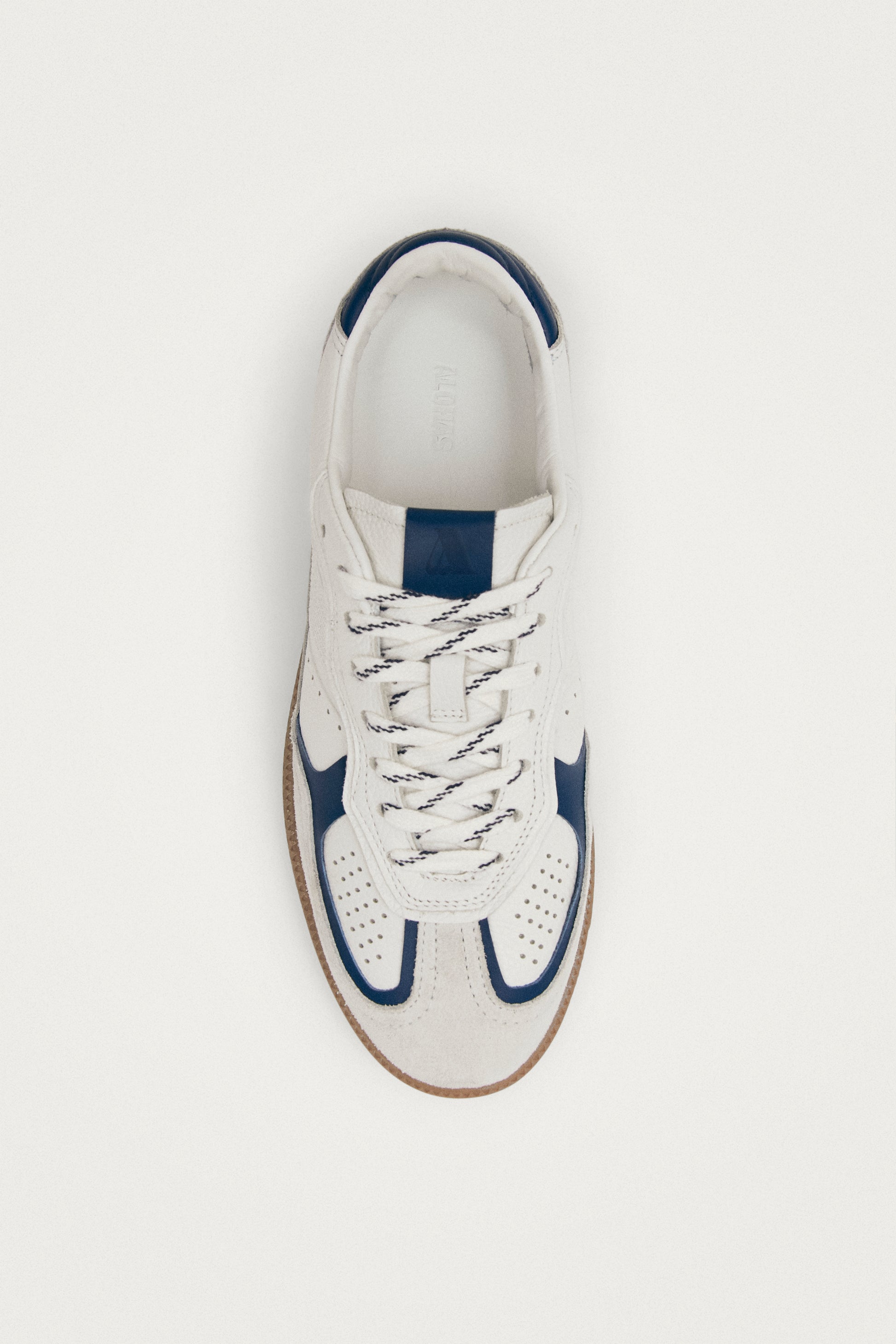 Tb.490 Baskets en Cuir Blanc et Marine Grain