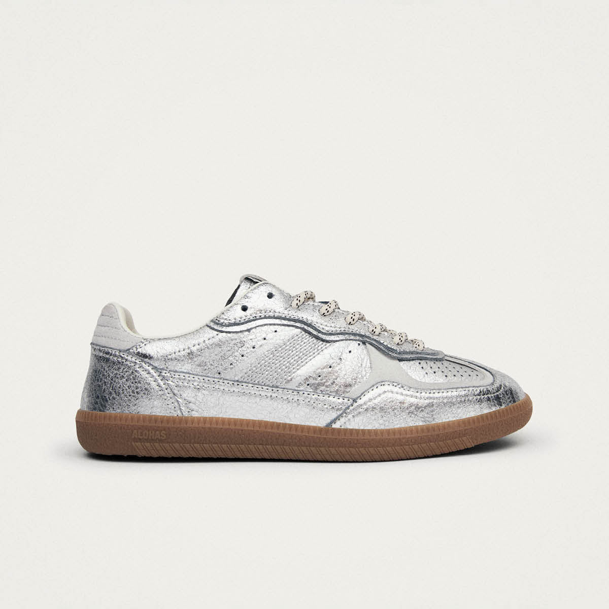 Tb.490 Shimmer Recycled Silver Cream Leather Sneakers | ALOHAS