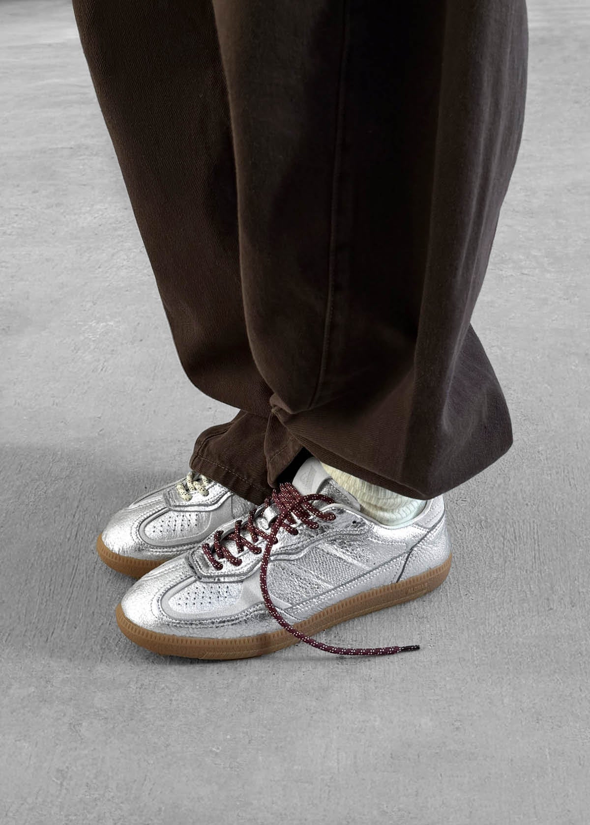 Tb.490 Shimmer Recycled Silver Cream Leather Sneakers | ALOHAS