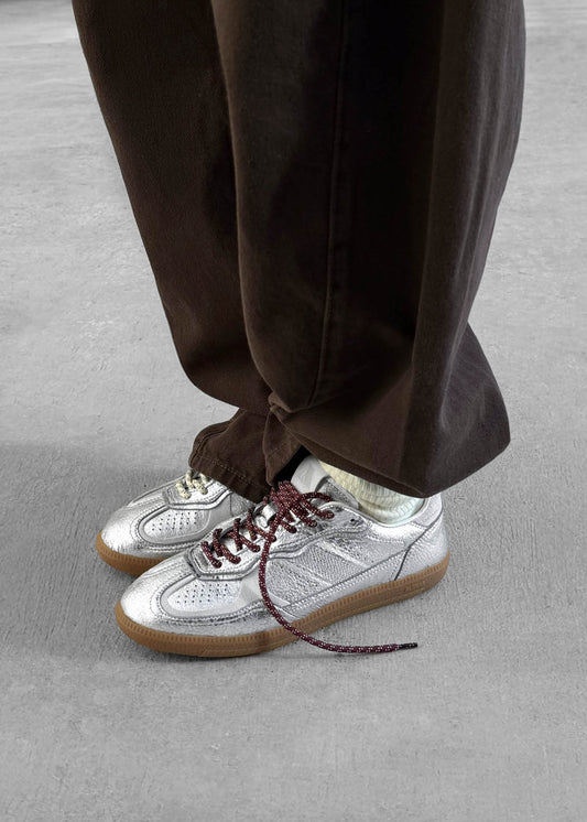 Tb.490 Shimmer Recycled Silver Cream Leather Sneakers-image