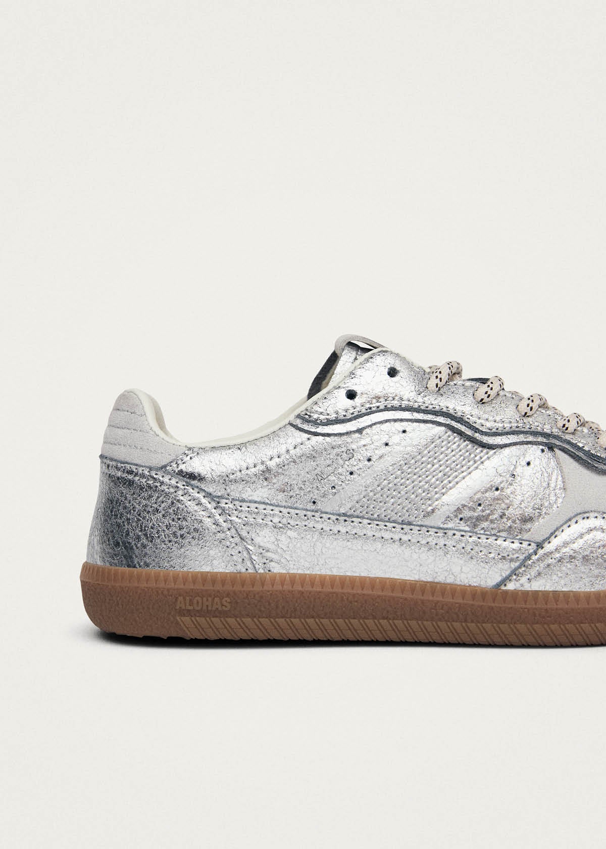Tb.490 Shimmer Recycled Silver Cream Leather Sneakers | ALOHAS