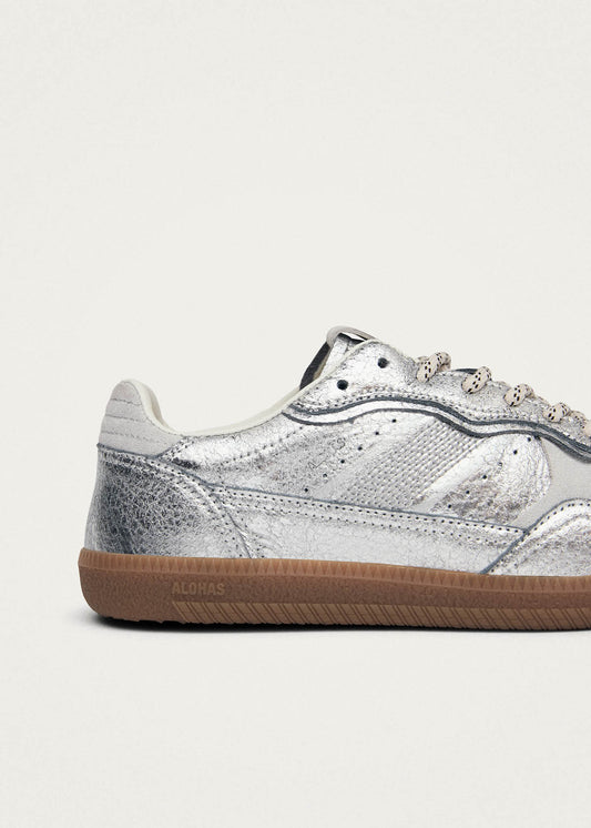 Tb.490 Shimmer Recycled Silver Cream Leather Sneakers-image