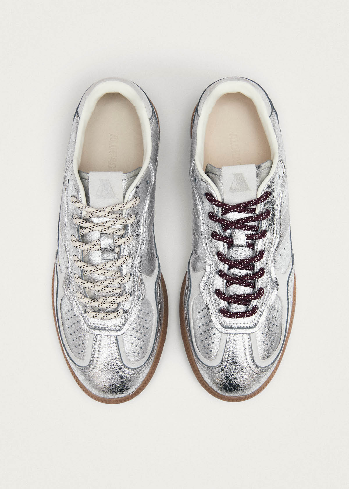 Tb.490 Shimmer Recycled Silver Cream Leather Sneakers | ALOHAS