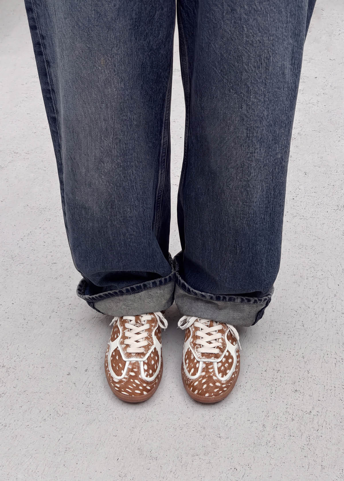 Tb.490 Zapatillas de Cuero con Pelo Suave Deer Marrón