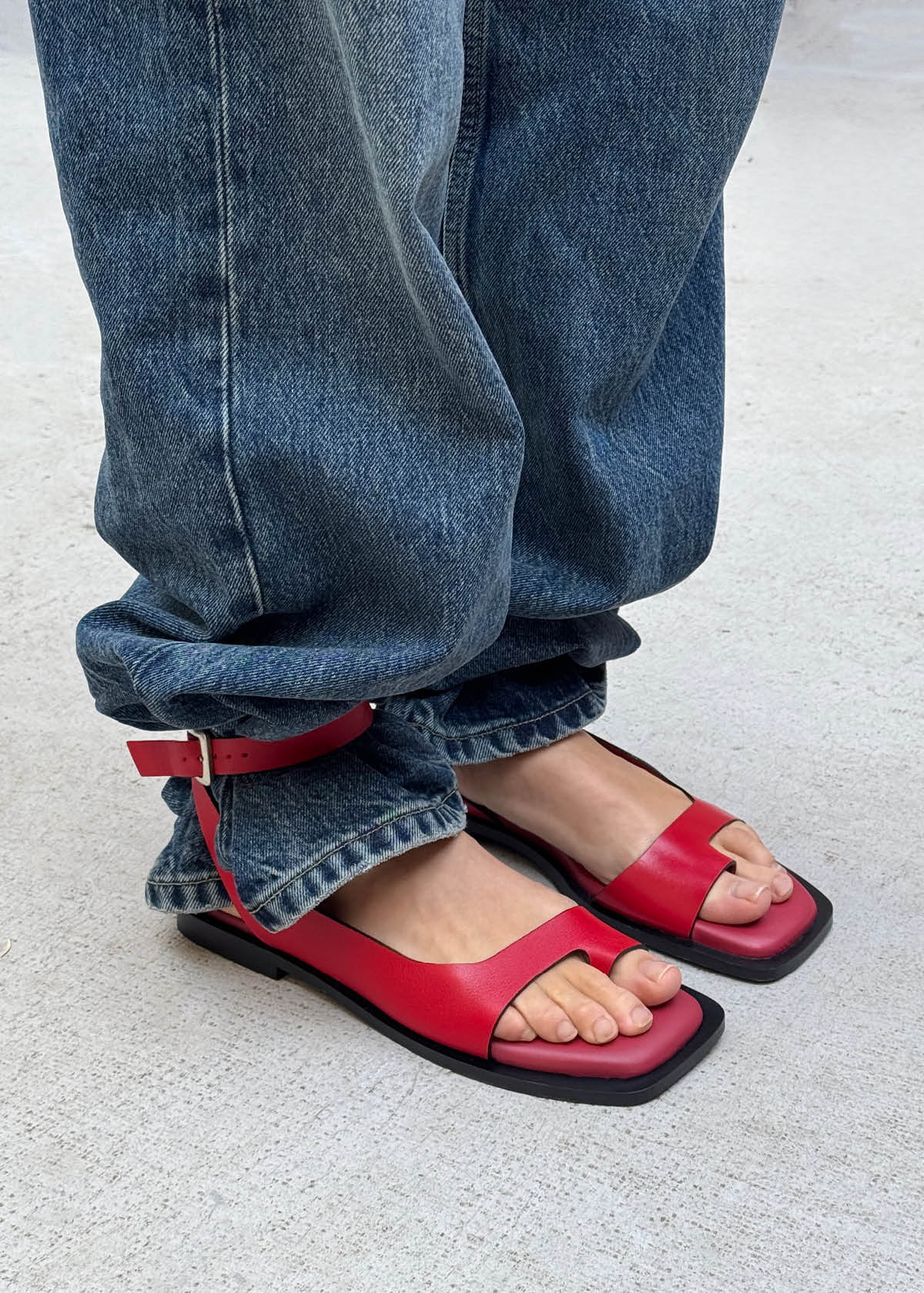Tebas Red Leather Sandals