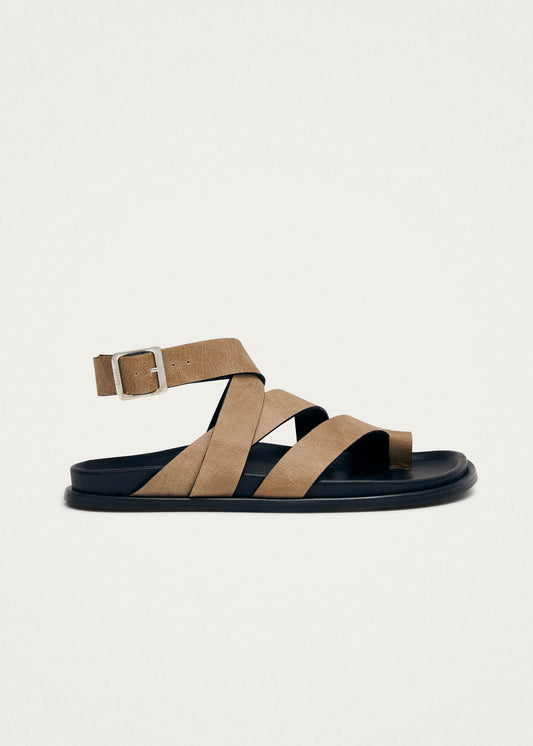 Tide Sandales en Cuir Beige Vintage