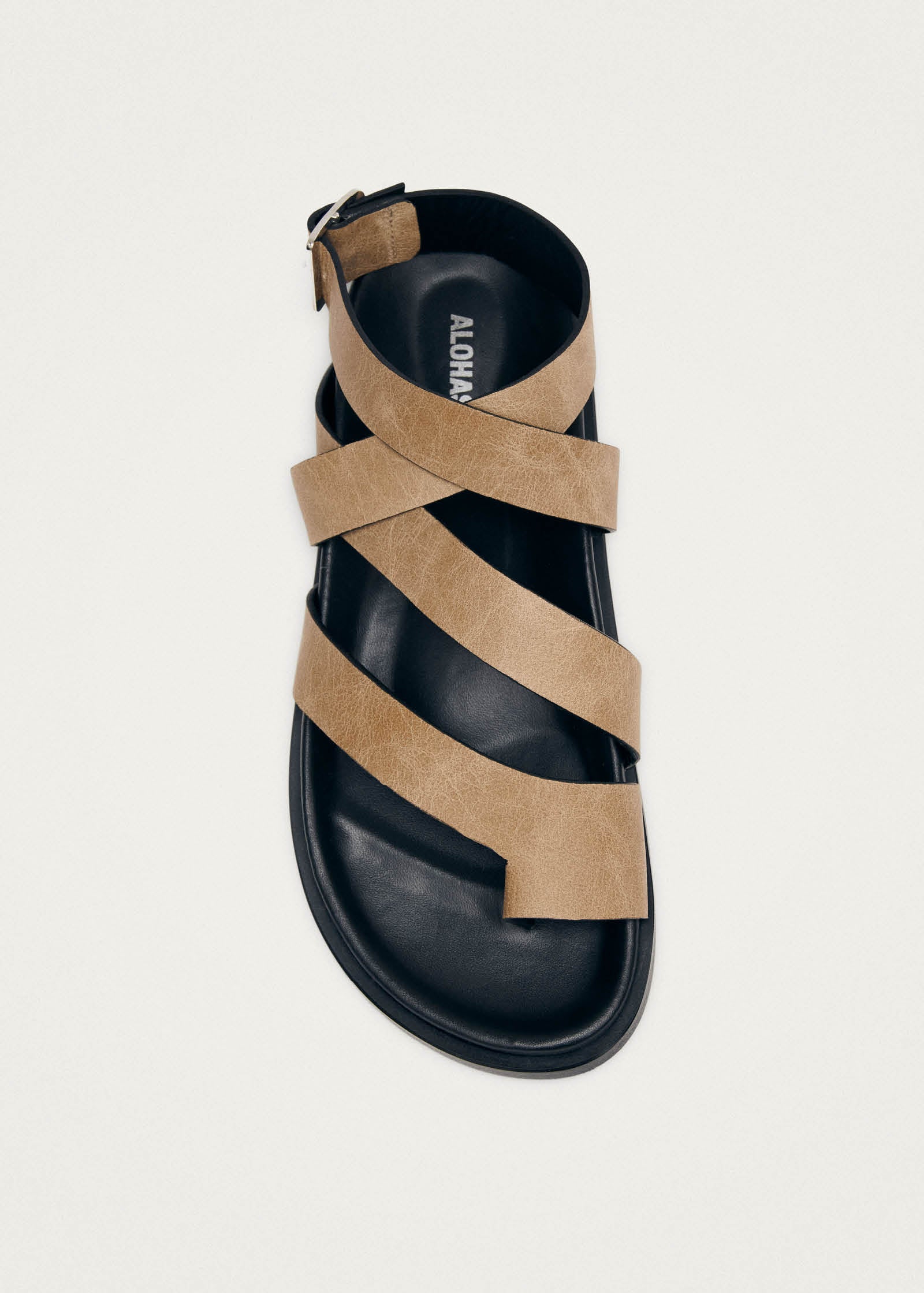Tide Sandales en Cuir Beige Vintage