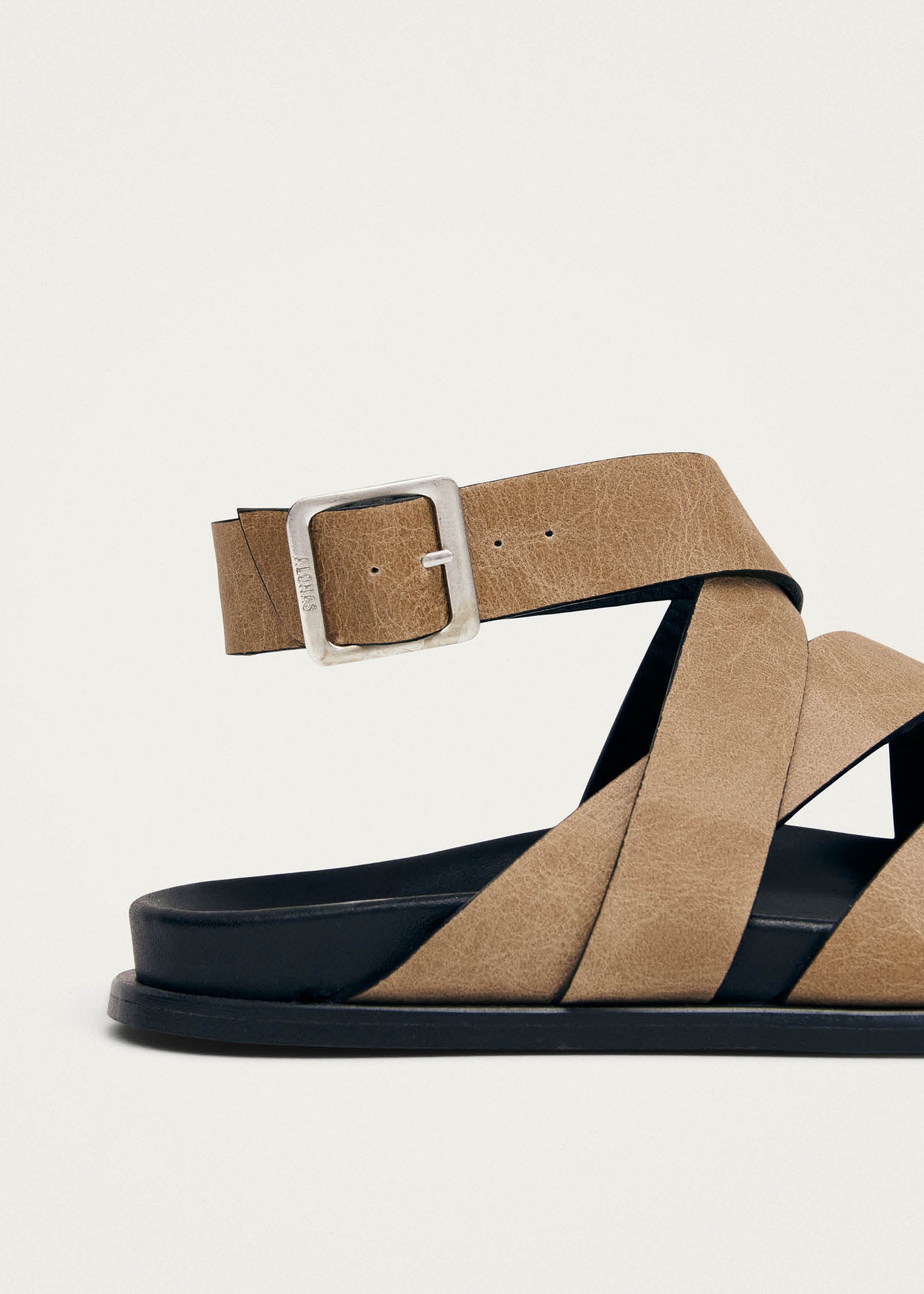 Tide Sandales en Cuir Beige Vintage