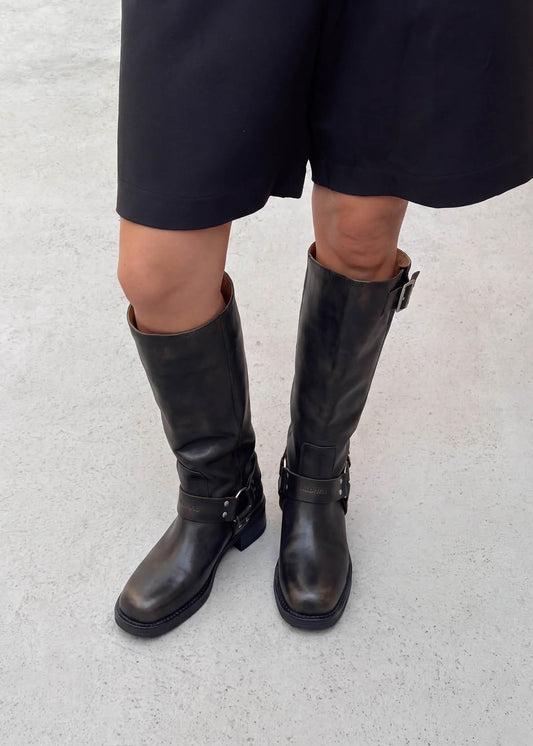 Tomi Vintage Effect Brown Leather Boots-image