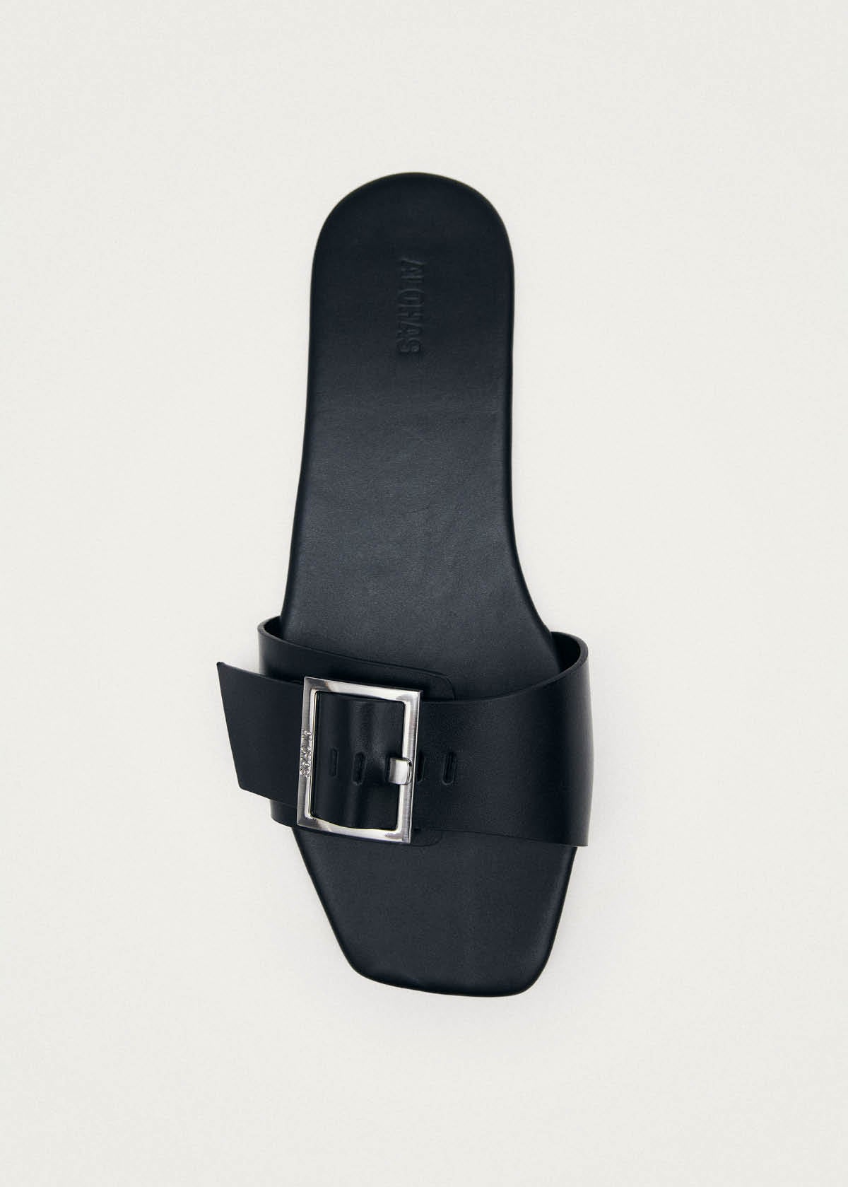 Vent Schwarze Leder Sandalen