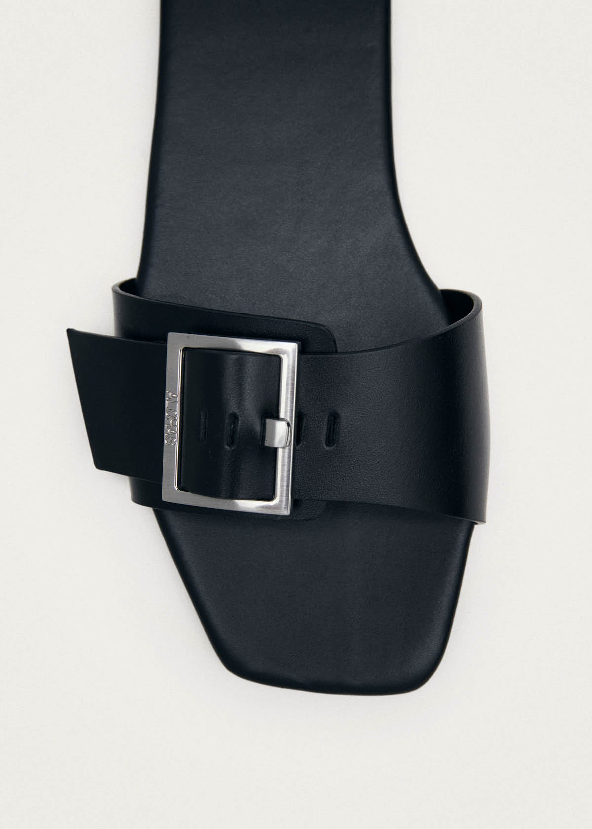 Vent Schwarze Leder Sandalen