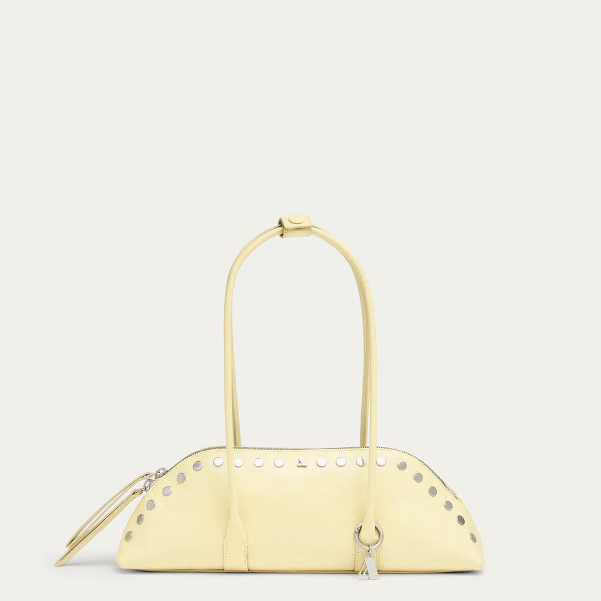 Vera Borsa in Pelle Verniciata Giallo Pallido con Borchie