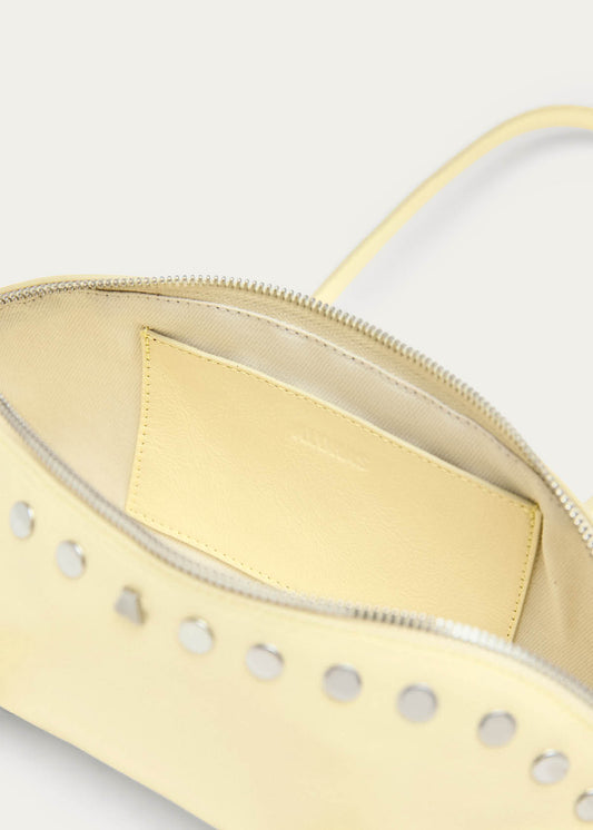 Vera Sac en Cuir Jaune Pâle Verni à Clous-image