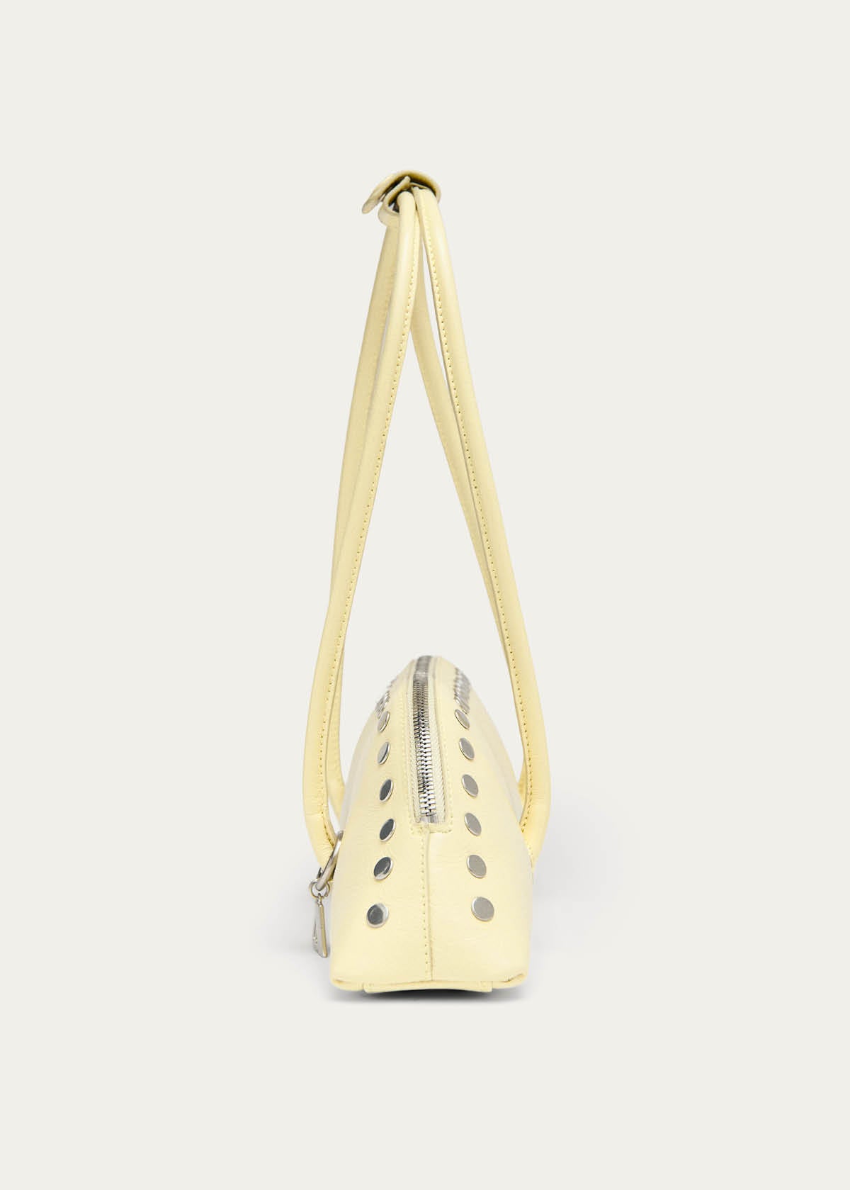 Vera Borsa in Pelle Verniciata Giallo Pallido con Borchie