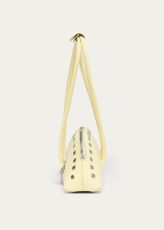 Vera Sac en Cuir Jaune Pâle Verni à Clous-image