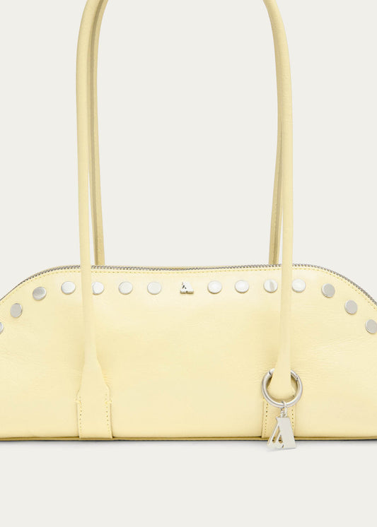 Vera Sac en Cuir Jaune Pâle Verni à Clous-image