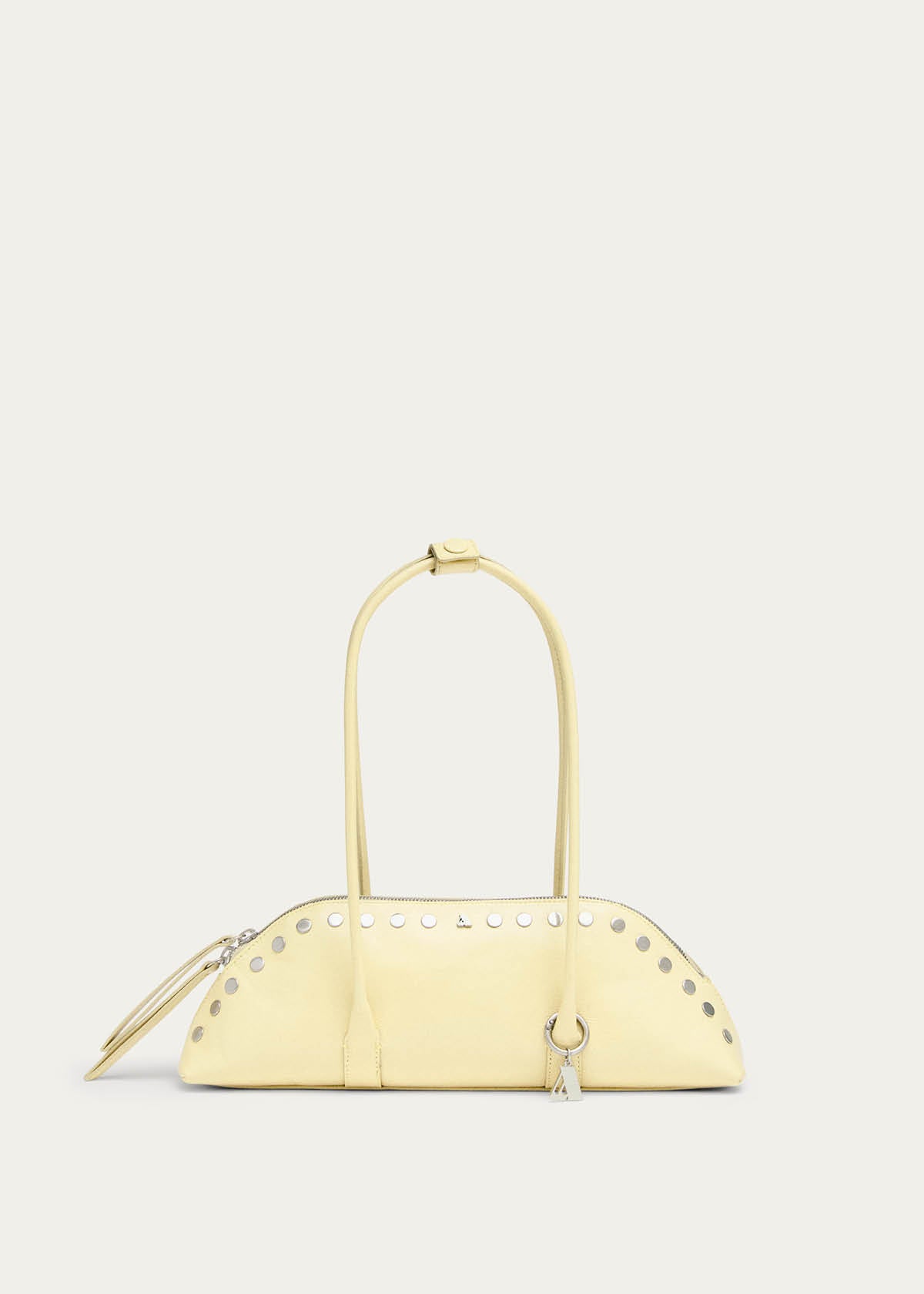Vera Borsa in Pelle Verniciata Giallo Pallido con Borchie