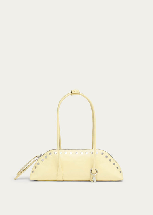 Vera Sac en Cuir Jaune Pâle Verni à Clous-image