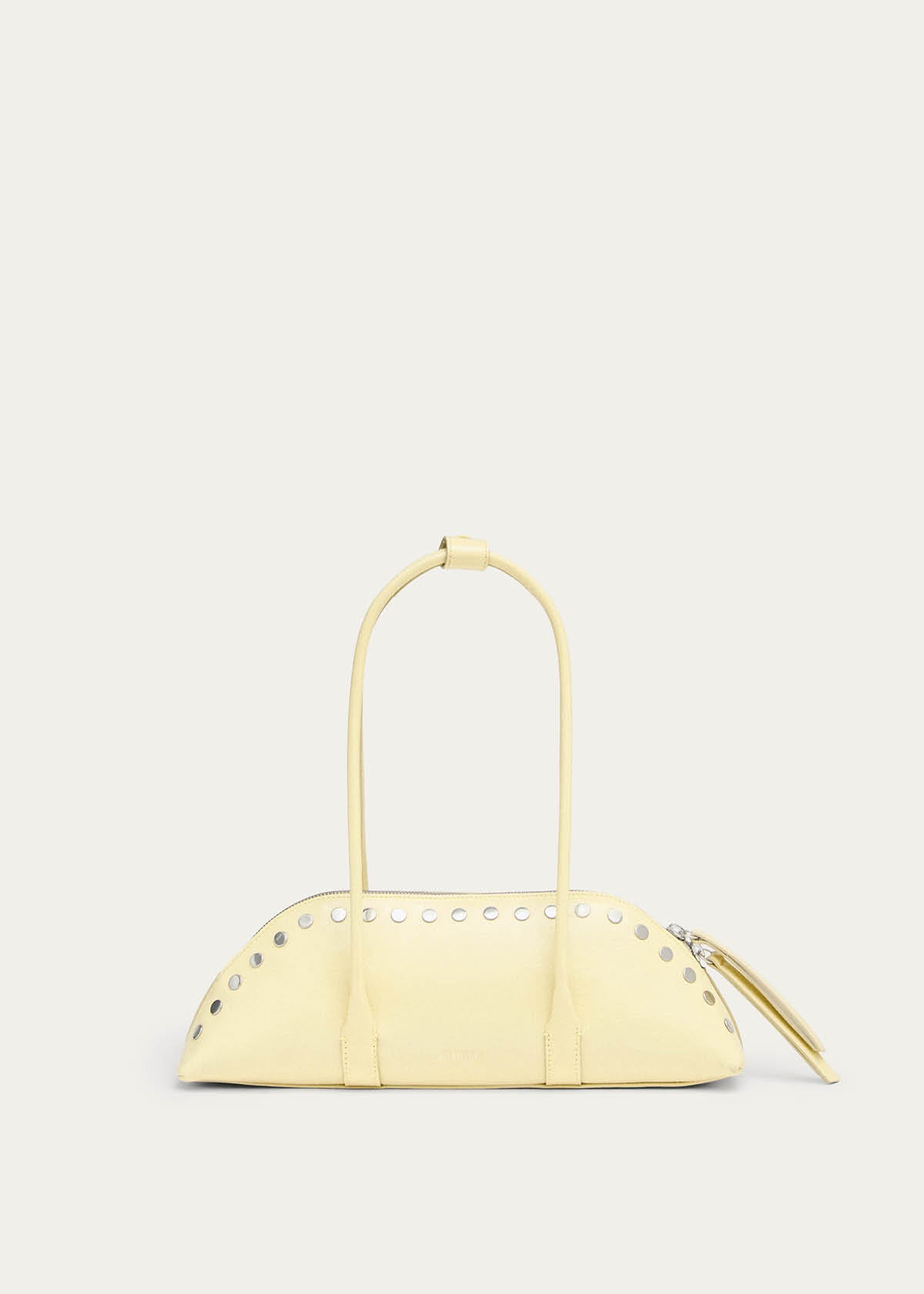 Vera Borsa in Pelle Verniciata Giallo Pallido con Borchie