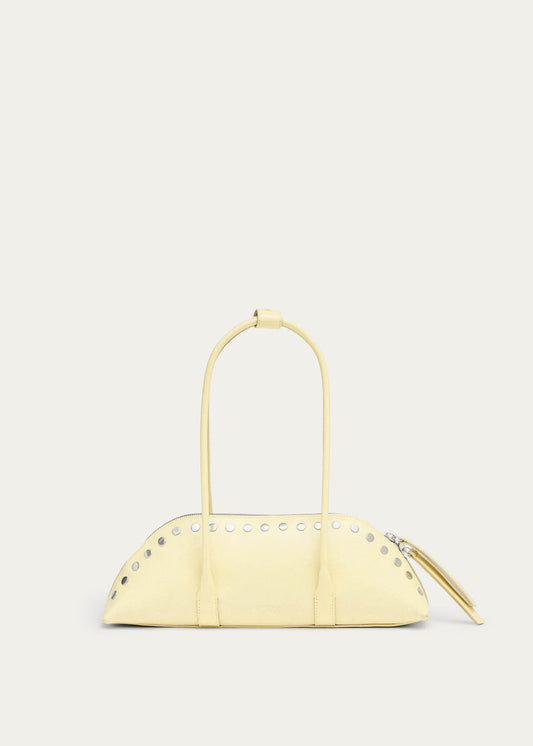 Vera Sac en Cuir Jaune Pâle Verni à Clous-image
