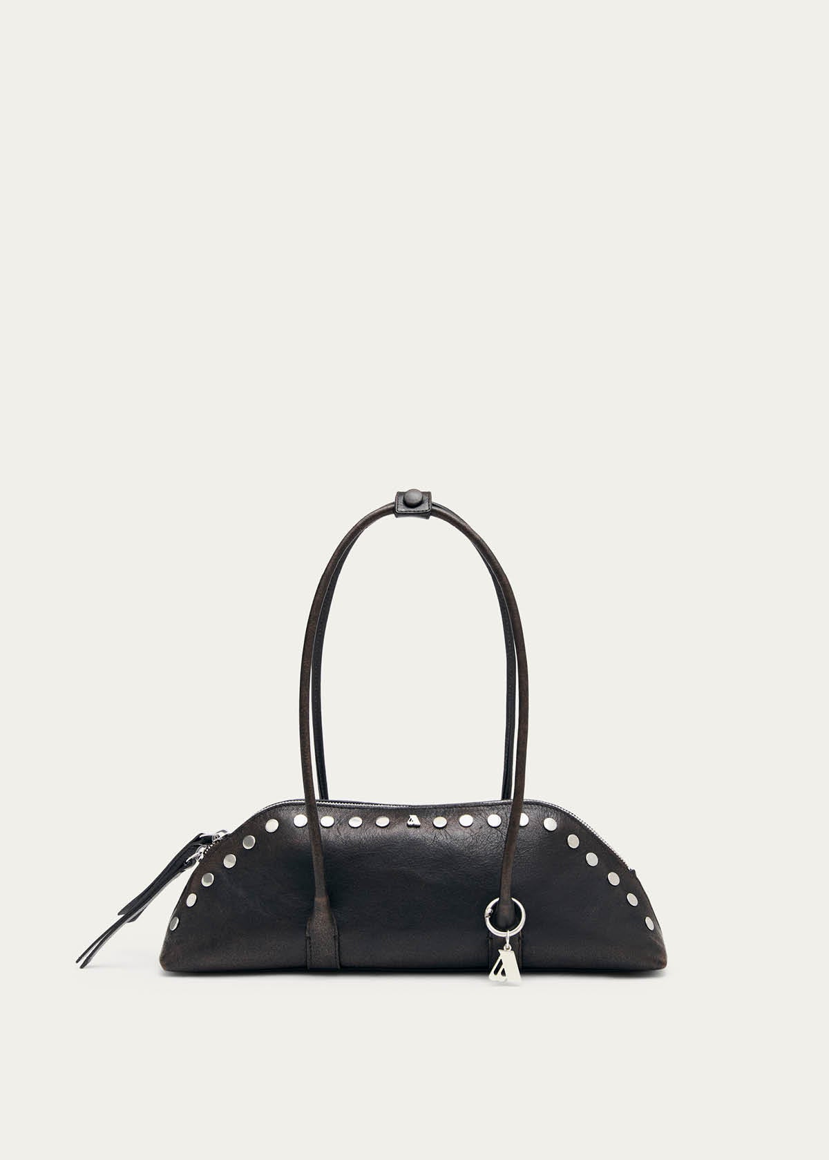 Vera Studs Vintage Effect Brown Leather Bag