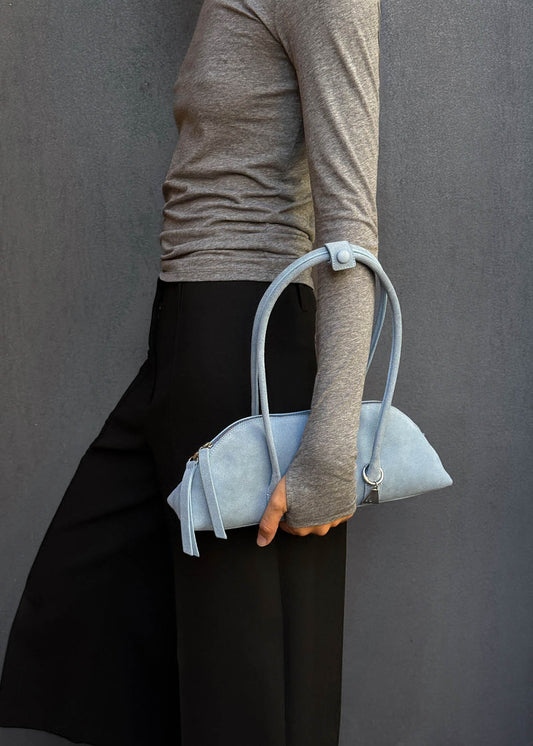 Vera Bolso de Cuero Azul Cielo de Gamuza-image