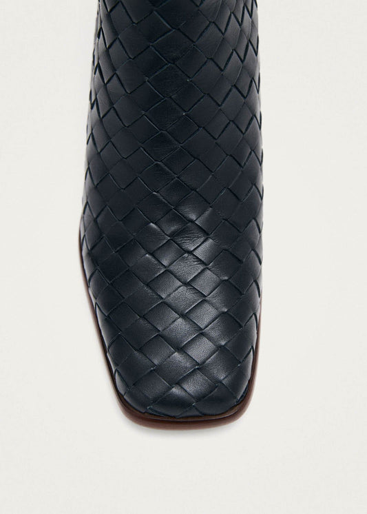 West Braided Black Leather Ankle Boots-image