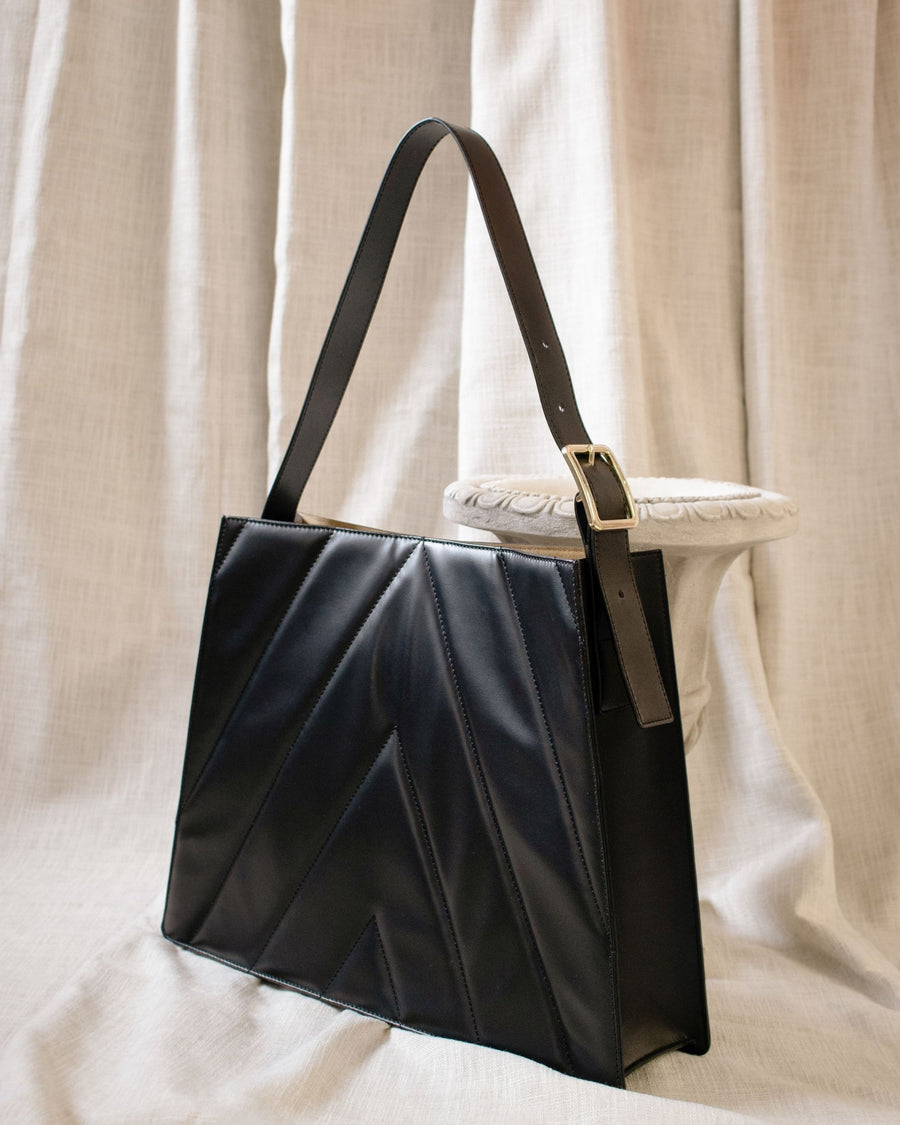 9 To 5 Black Leather Tote Bag Tote Bags ALOHAS