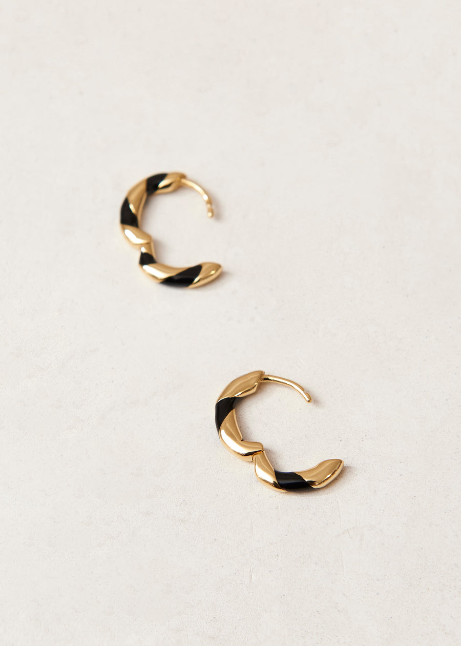 Tin Black 18K Gold Plated Sterling Silver Earrings