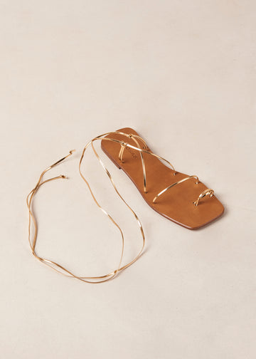 Bamboo Shimmer Gold Leather Sandals