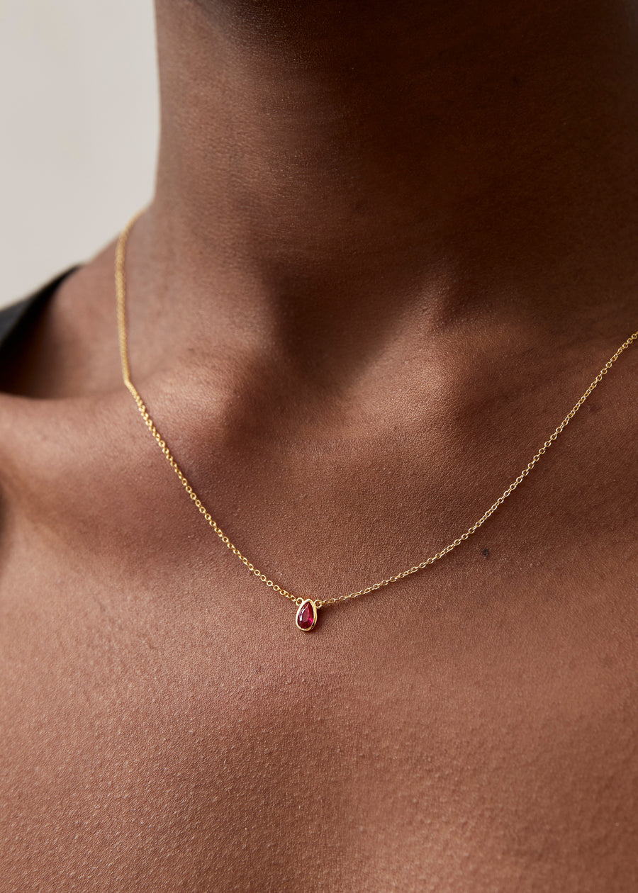 Fairy Magenta 18K Gold Plated Sterling Silver Necklace
