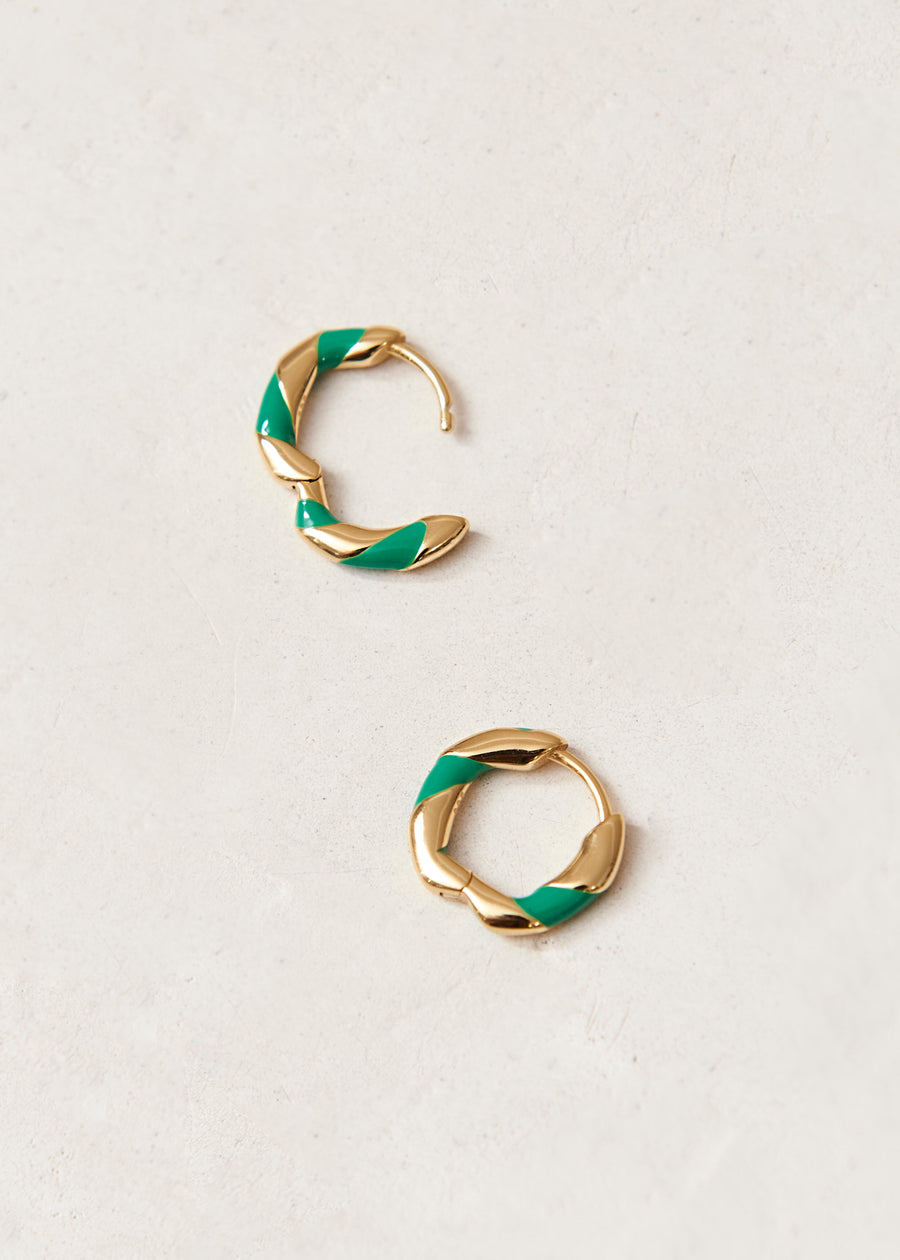 Tin Jade Green 18K Gold Plated 18K Gold Plated Sterling Silver Earrings