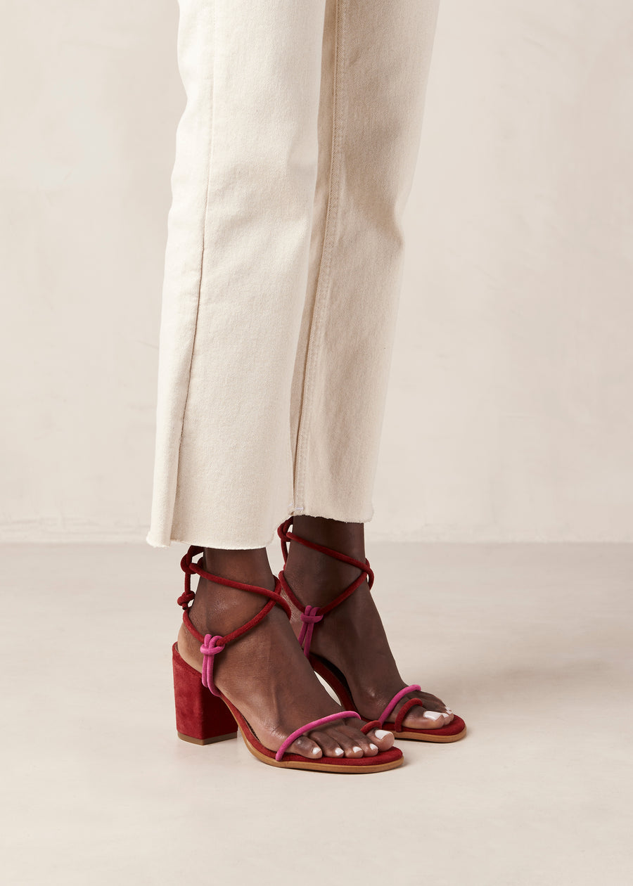Grace Bicolor Red Magenta Leather Sandals