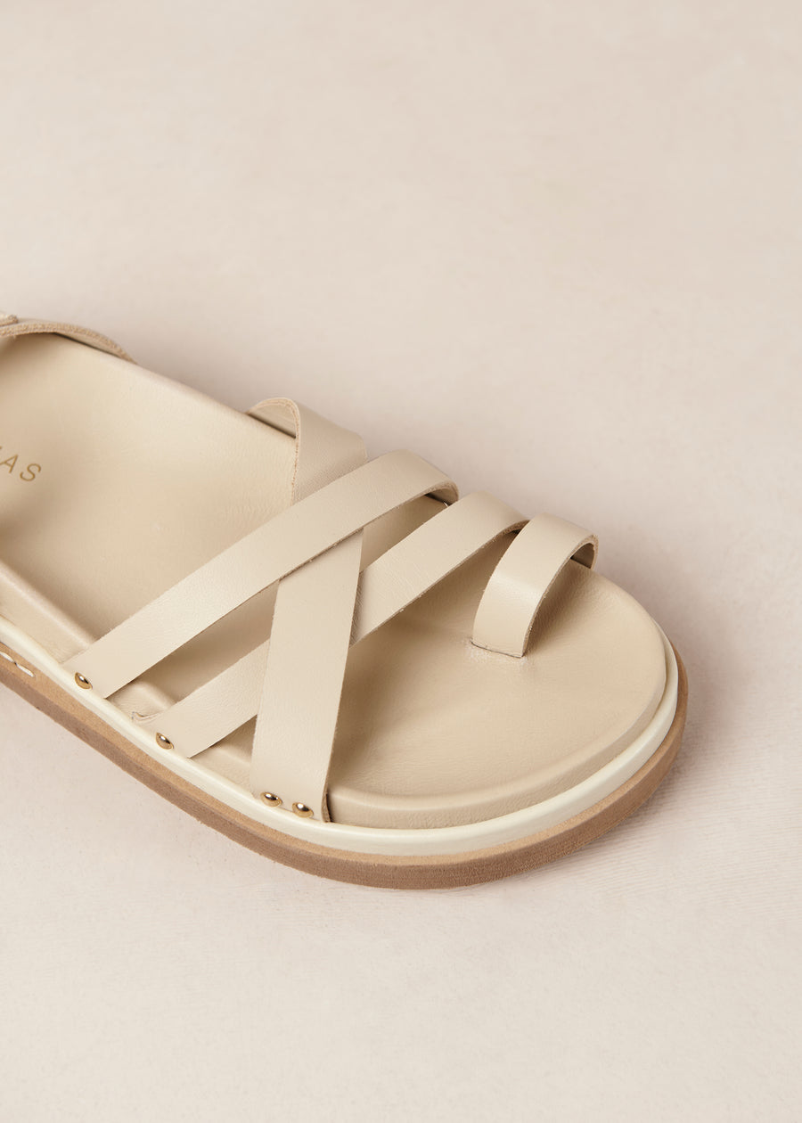 Buckle Up Cream Leather Sandals