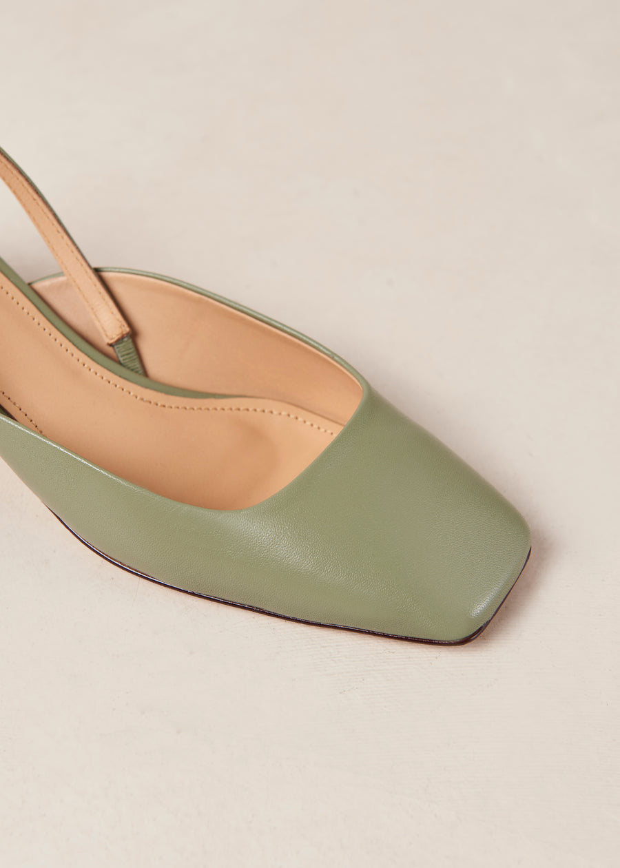 Lindy Grey Green Leather Pumps