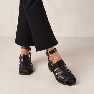 Perry Black Leather Sandals