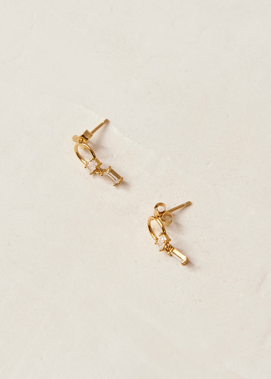 Fountain Bright White 18K Gold Plated Sterling Silver Earrings