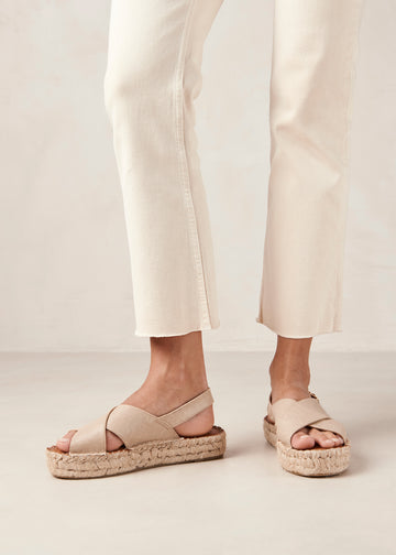 Crossed Cream Vegan Leather Espadrilles ALOHAS