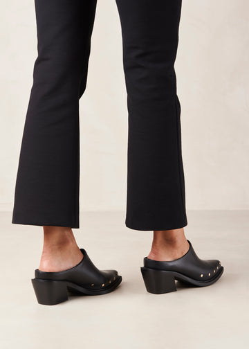 Lorenzo Black Leather Mules