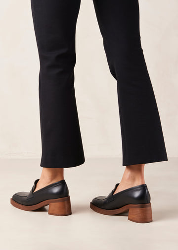 Roxanne Black Leather Loafers ALOHAS