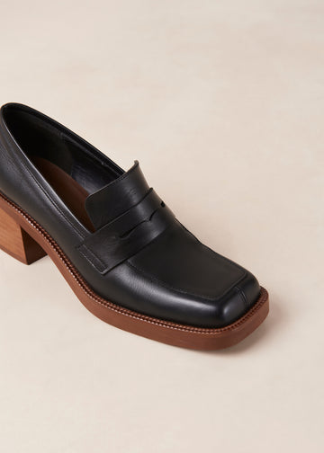 Roxanne Black Leather Loafers ALOHAS