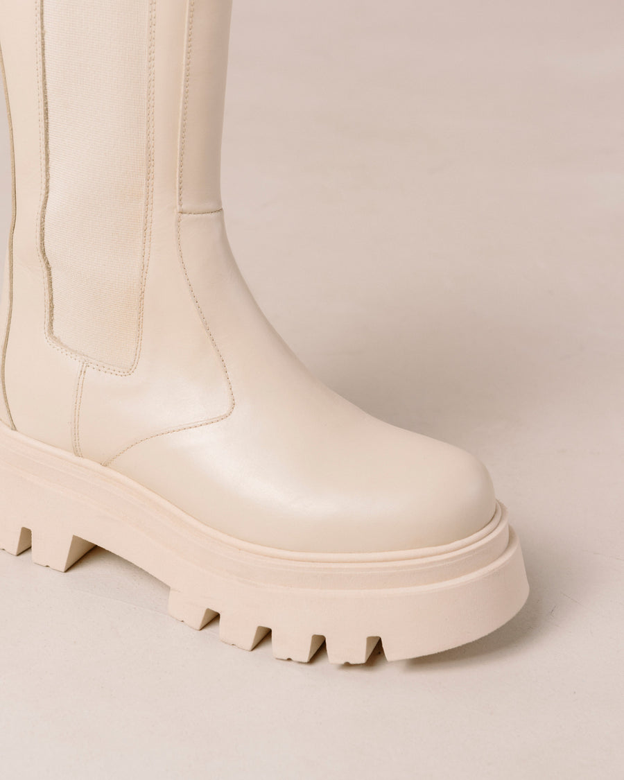 All Rounder Cream Leather Ankle Boots Ankle Boots ALOHAS