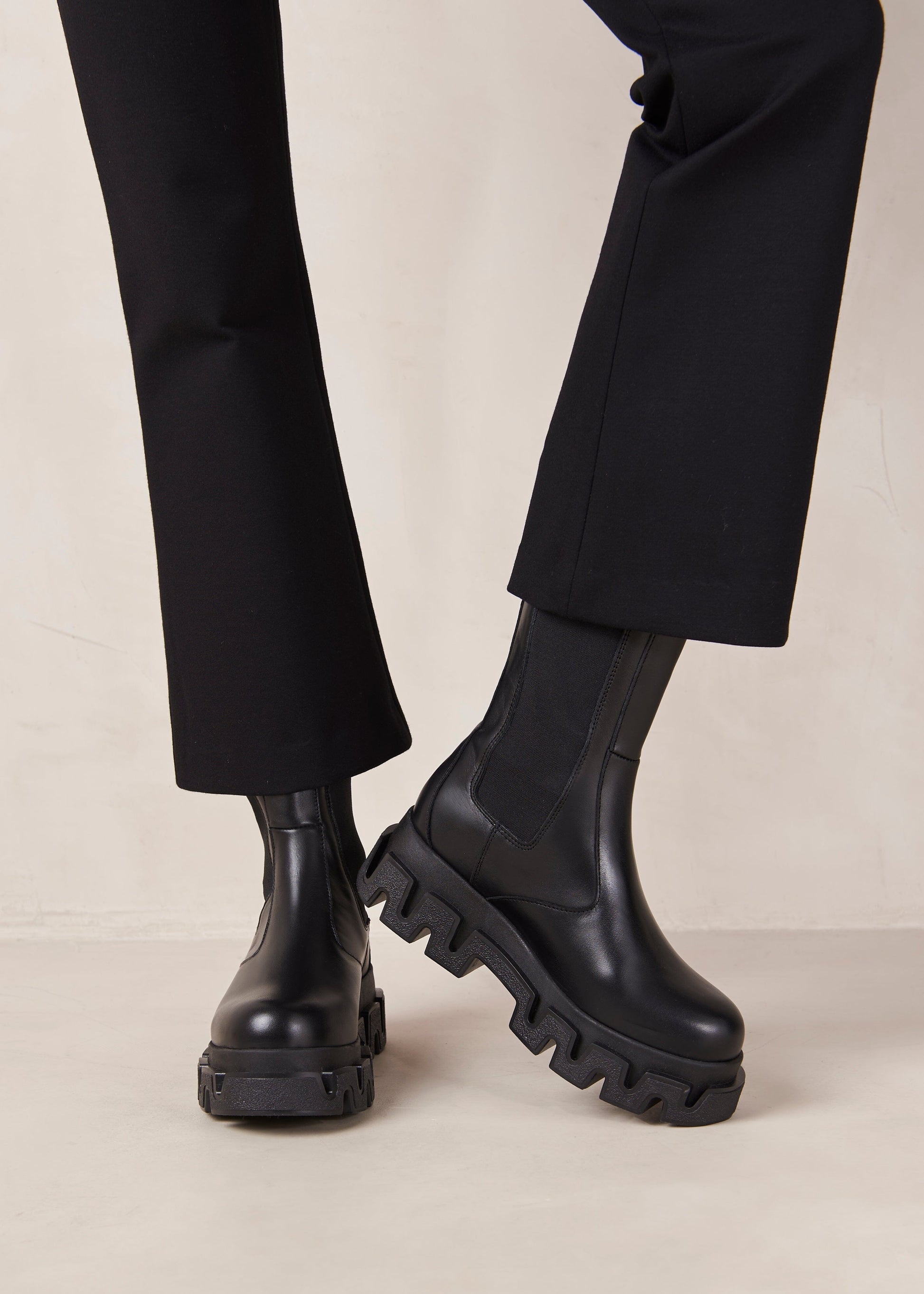 Anastasia Black Leather Ankle Boots ALOHAS - Main Image