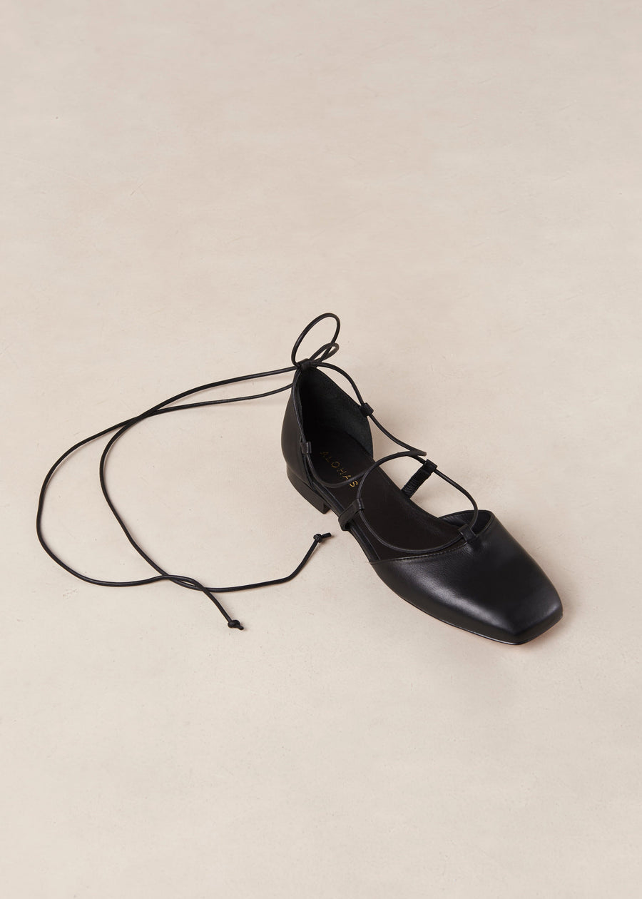 Azurite Black Leather Ballet Flats Ballet Flats ALOHAS