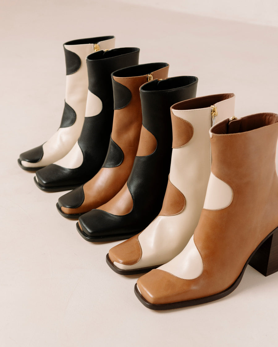 Blair Bicolor Camel Cream Ankle Boots Ankle Boots ALOHAS
