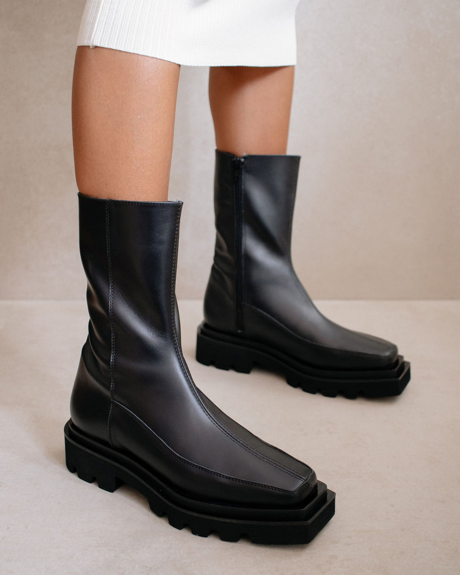 black platform boots chunky heel