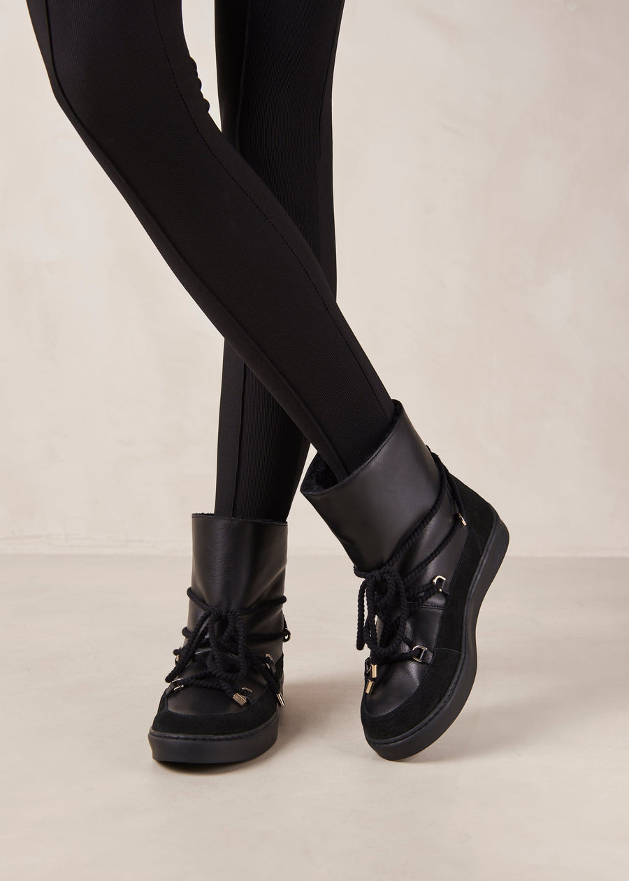 Borealis Black Leather Ankle Boots Ankle Boots ALOHAS