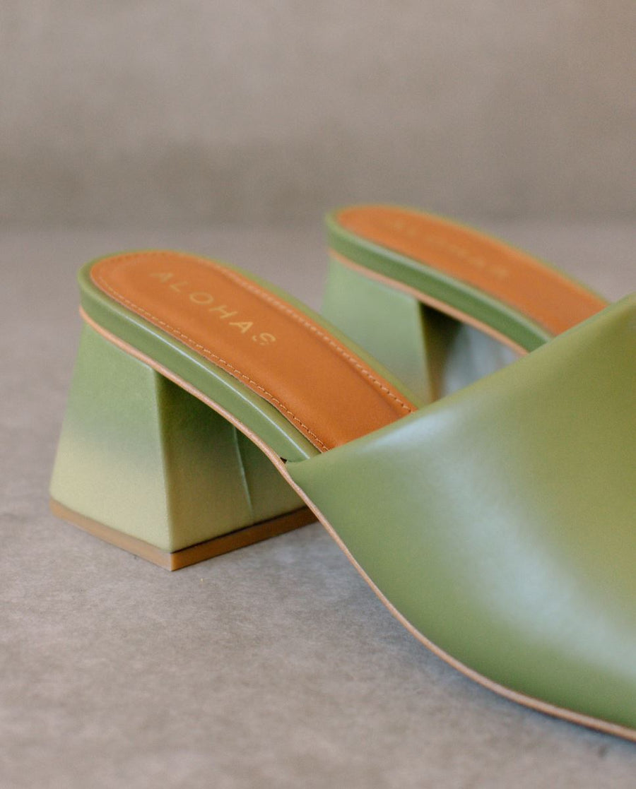 Brushed Degrad Green and Yellow Leather Sandals ALOHAS