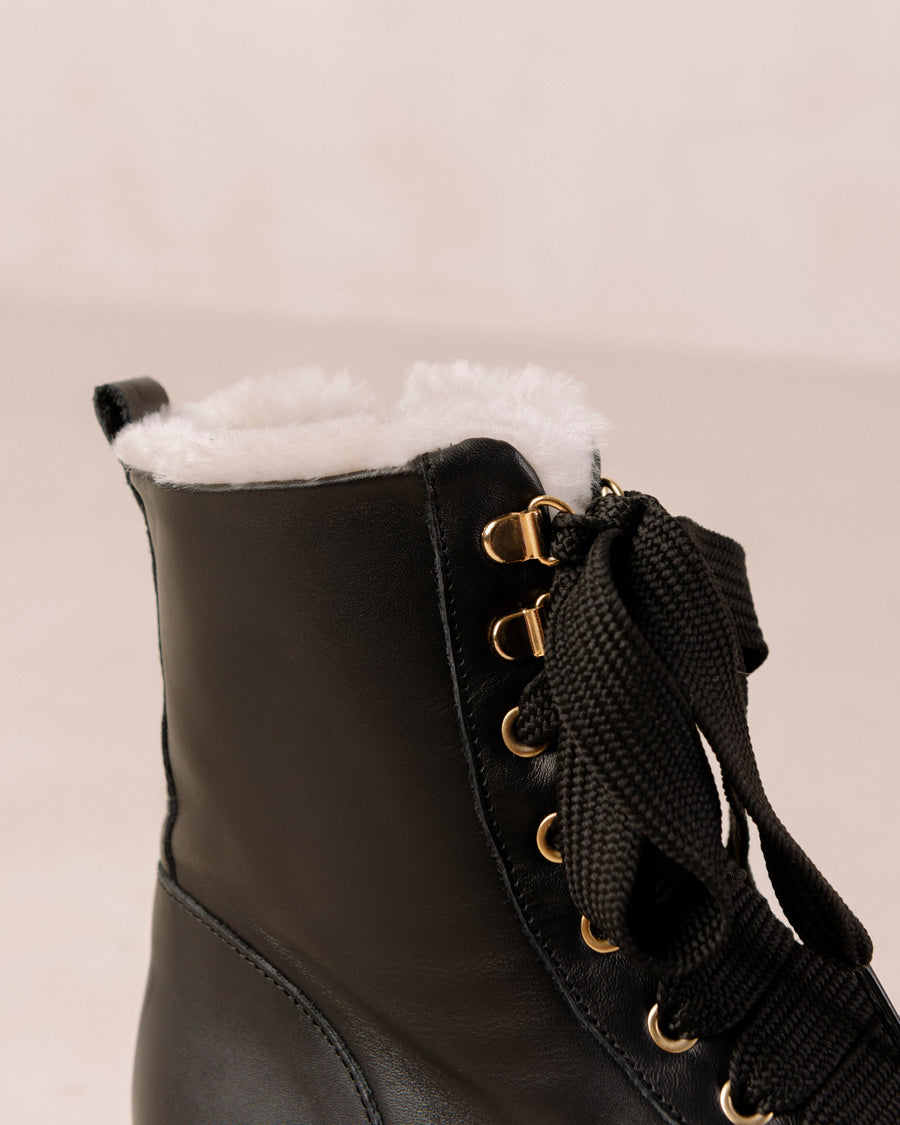Can Can Black Shearling Boots ALOHAS