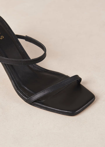 Cannes Black Leather Sandals ALOHAS